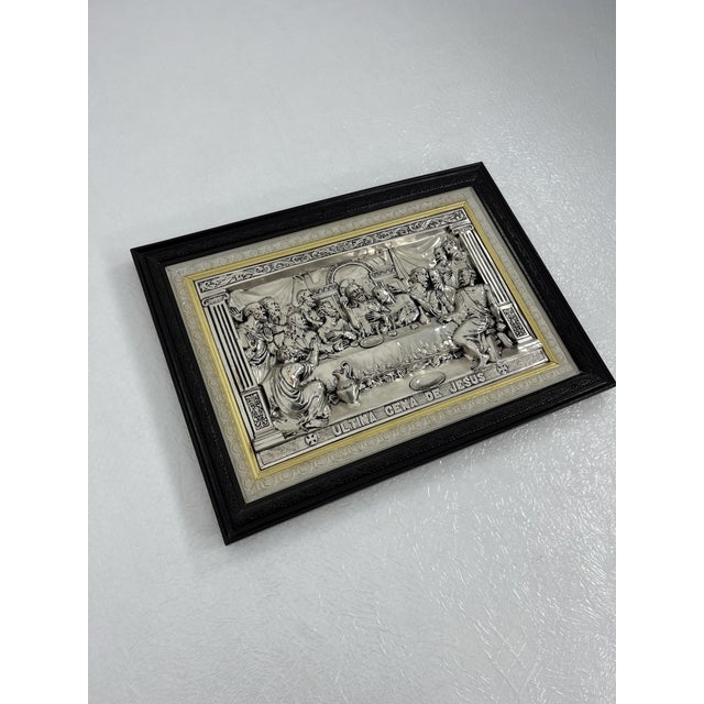 Large Plaque of Jesus' Last Supper in Plated Silver, Italy, 1960s For Sale - Image 11 of 14