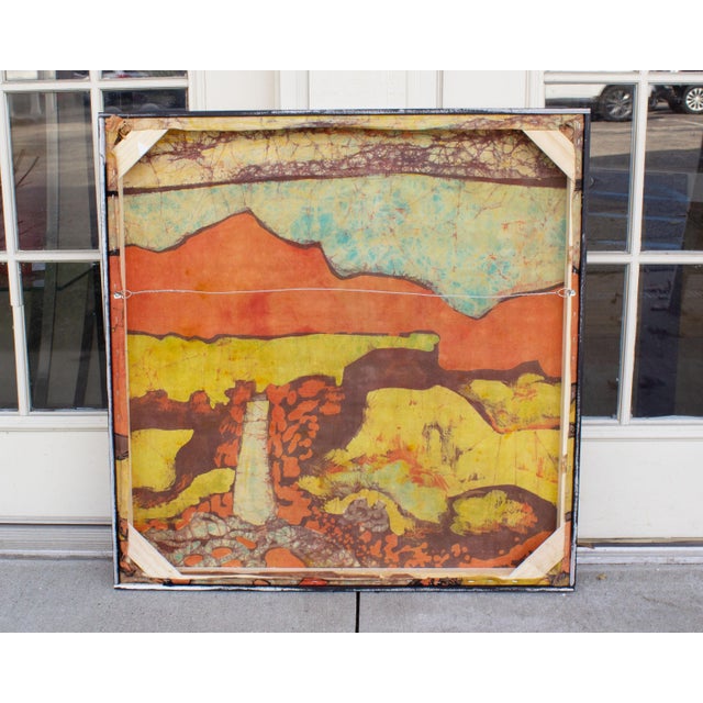Red Abstract Landscape Batik Signed by Harry Hilson For Sale - Image 8 of 9