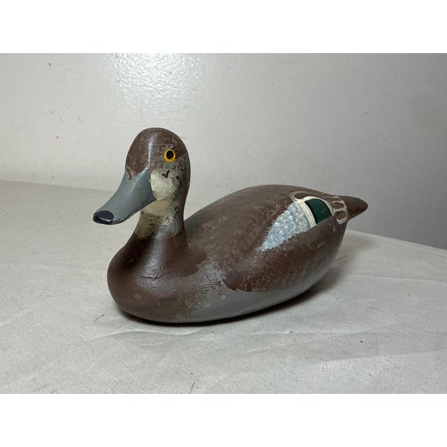 Wood Vintage 1983 Hand Carved Wood Clarence Bauer Miniature Duck Decoy Sculpture For Sale - Image 7 of 9