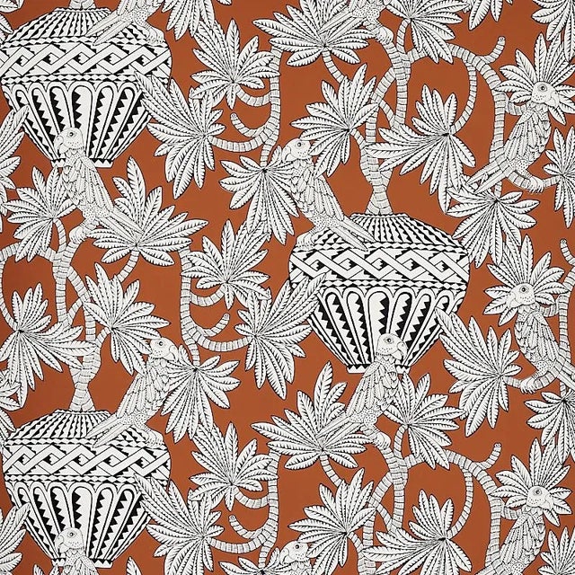 Schumacher Santarem Wallpaper in Chocolate - Sample For Sale