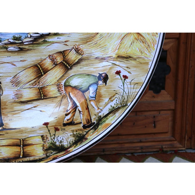 Yellow Tuscan Harbor Scene Large Decorative Platter For Sale - Image 8 of 12