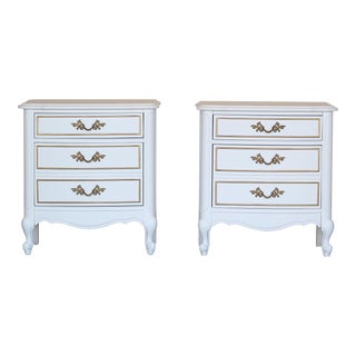 Vintage French Provincial White Nightstands, a Pair For Sale