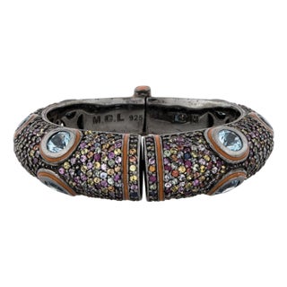 Matthew Campbell Laurenza Cuff Bracelet Sapphire Topaz Cuff Bangle Gemstone MCL For Sale