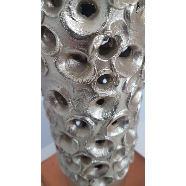 Brutalist Table Lamp in Silver-Plated Aluminum by Willy Luyckx for Aluclair, 1960s For Sale - Image 5 of 13