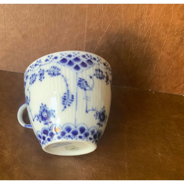1980s 1980s Royal Copenhagen Blue Fluted Half Lace Cup & Saucer 1035 For Sale - Image 5 of 9