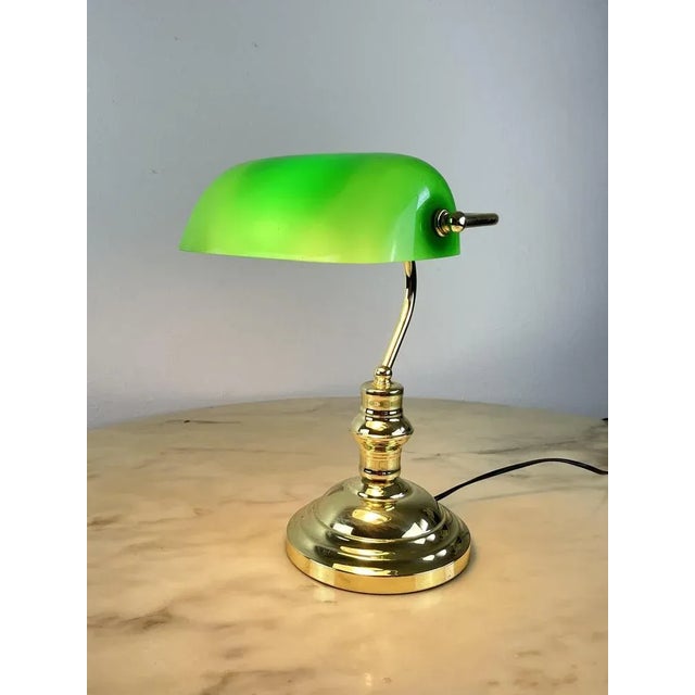 Ministerial Lamp in Golden Metal and Colored Glass, Italy, 1980s For Sale - Image 6 of 10