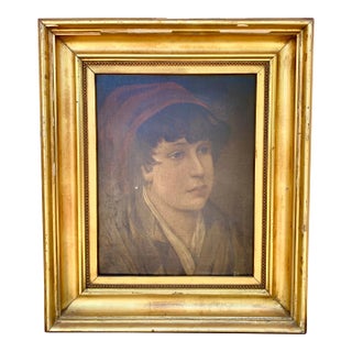 Early 20th Century Italian Portrait of a Boy in Giltwood Frame For Sale