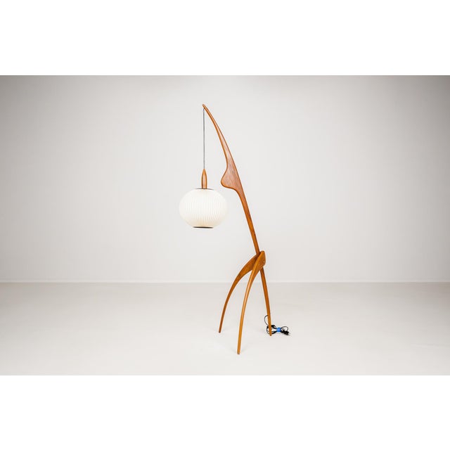 Praying Mantis Floor Lamp from Rispal, France, 1950s For Sale - Image 4 of 17