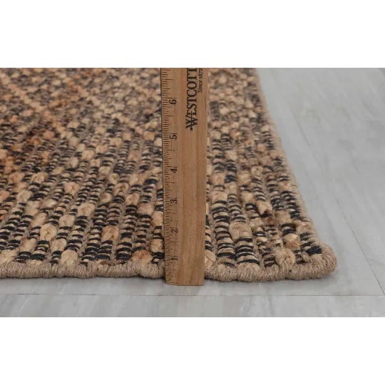 Black Gold Black Jute Boho Hand Woven High Nordic Scandinavian 4x6 For Sale - Image 8 of 11