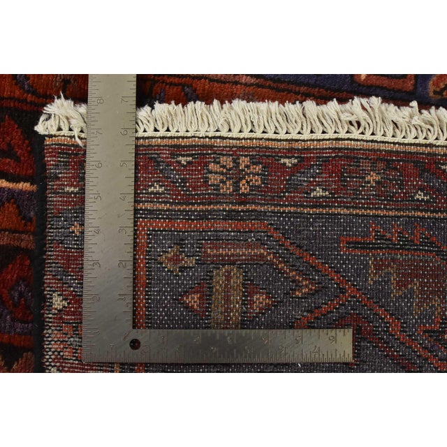 Hamedan Rug 4’6” X 8′ Red Wool Vintage Tribal Hand-Knotted Oriental Carpet For Sale - Image 13 of 13