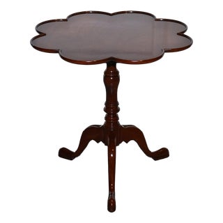 Antique Style Tilt Top Wine Side Table with Piecrust Top For Sale