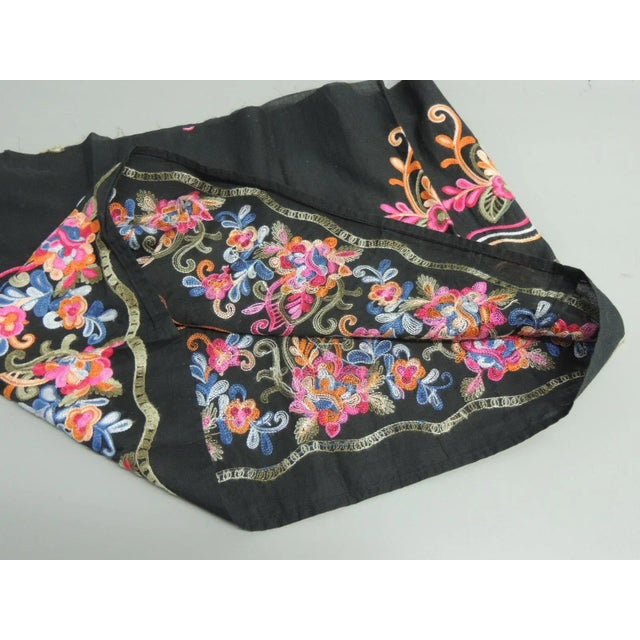 Vintage Pink & Black Embroidered Textile Skirt Sash From Peru For Sale - Image 4 of 4