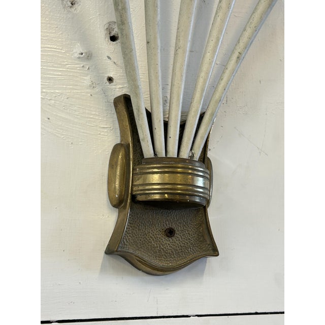 Gold Vintage White Wall Lights in Brass, 1950, Set of 2 For Sale - Image 8 of 11