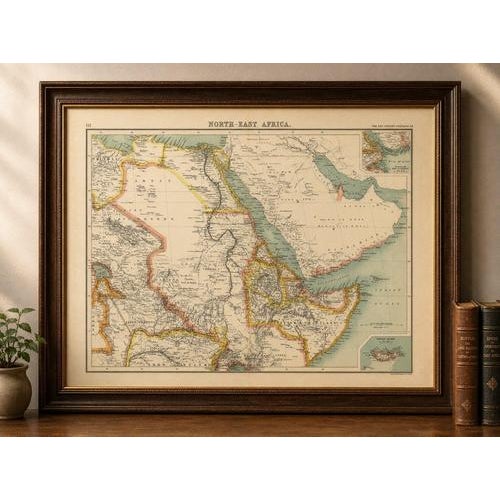 North-East Africa Map Showing Egypt, Abyssinia, Sudan & Somaliland c.1902 A large and visually striking antique map titled...