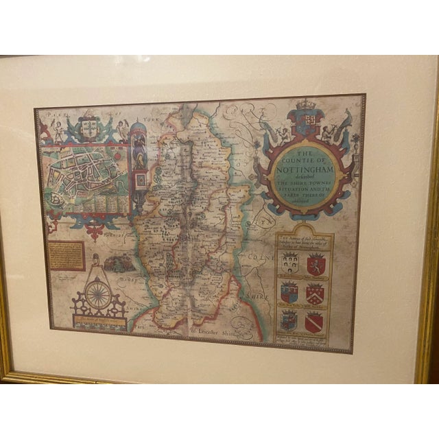 English Ethan Allen Vintage “British Country Map” Framed & Matted Print "Mint" Condition For Sale - Image 3 of 11