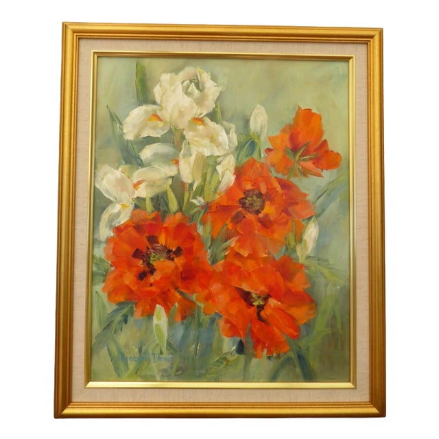Elizabeth Davies, Floral Still Life, 1980, Oil on Canvas For Sale
