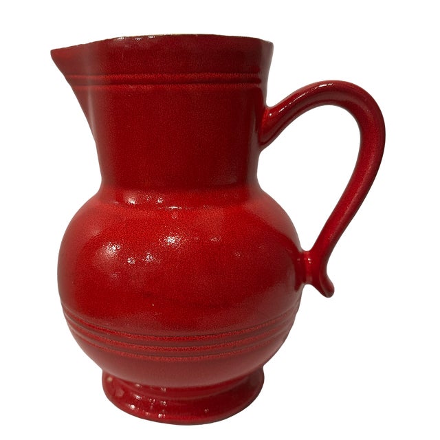 Modern Vintage Modern Émile Henry France Red Glazed Ceramic Pitcher For Sale - Image 3 of 13