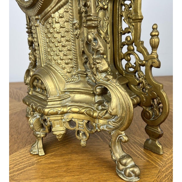 Vintage Brass Mantel Clock For Sale - Image 12 of 18