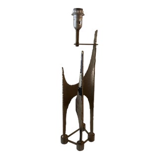 Vintage Brutalist Steel Table Lamp For Sale