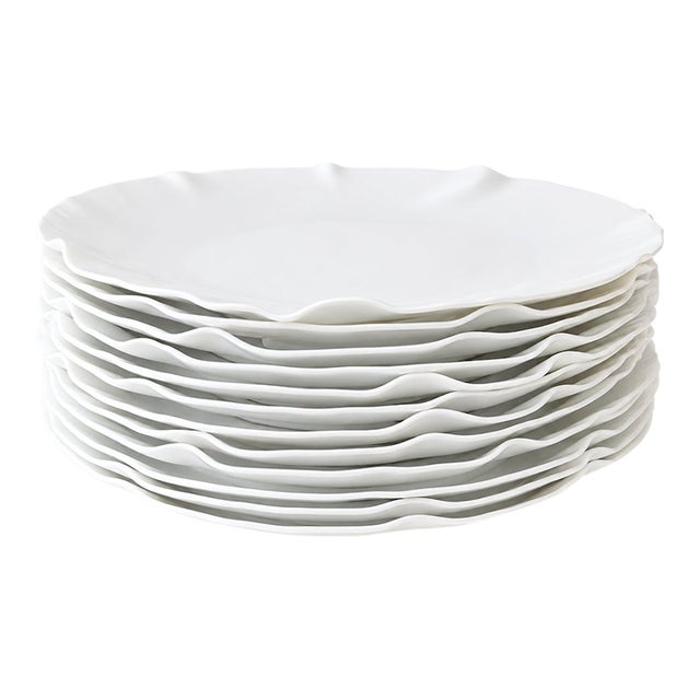1980s Angela Cummings for Arita Japan "Wave" Fine Bone China Dinner Plates - Set of 10 For Sale