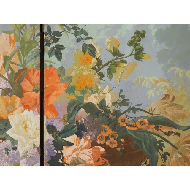 Late 19th Century Grand Antique French Papier Peinte 4-Panel Screen, the Garden of Armida, C. 1875 For Sale - Image 5 of 18