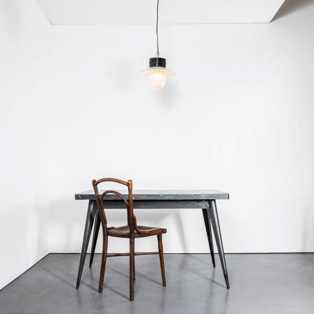 : 1950’s industrial bakelite top pendant lamps. Please note in this design there are a number of slightly different glass...