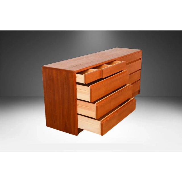 Mid 20th Century Mid Century Danish Modern Teak 10 Drawer Dresser Denmark For Sale - Image 5 of 14