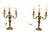 Large Brass Three Branch Table Lamps Candelabra, 1930, Set of 2 For Sale