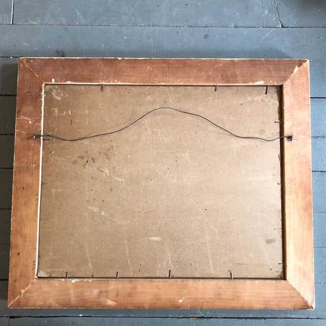 Wood Vintage Impressionist Village Scene Painting Signed 1940’s For Sale - Image 7 of 8