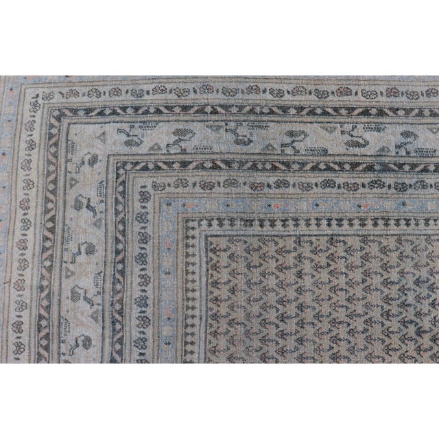 Minimalist Design Antique Persian Tabriz Rug in All-Over Design in Faded Colors 10'2 X 13'5 For Sale - Image 12 of 14