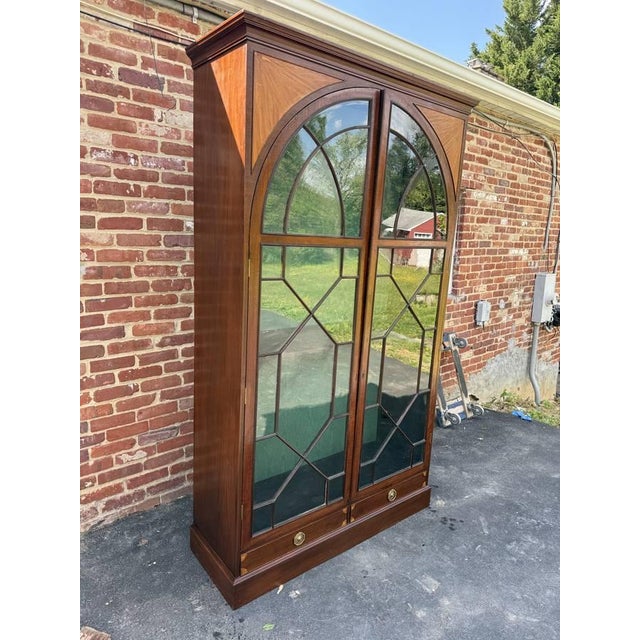 George III Style Mahogany Double Glaze Door Bookcase. 19th Century For Sale - Image 12 of 17