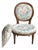 Vintage Louis XVI Style Slipper / Chauffeuse Chair With Floral Upholstery For Sale