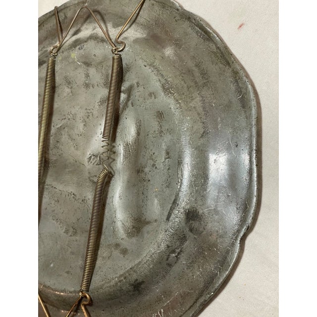 Antique 18th Century Tooled Latin Handmade Armorial Pewter Plaque Relief Plate For Sale - Image 13 of 13