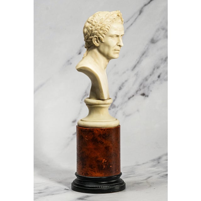 Vintage Roman Julius Caesar Man Bust Statue Classical Grand Tour Style Sculpture Home Decor For Sale - Image 10 of 14