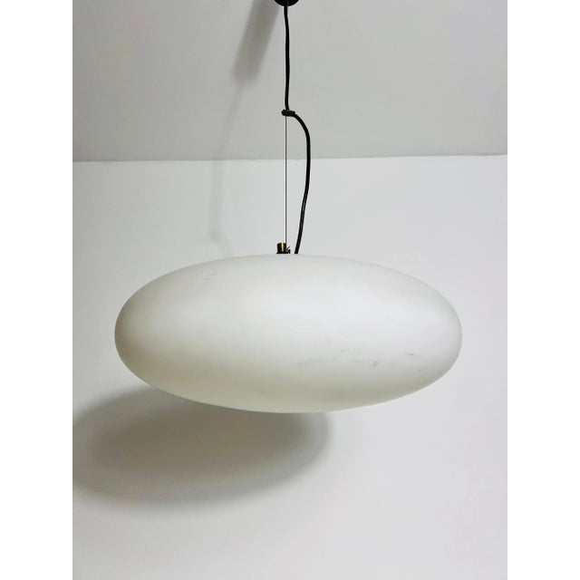 Metal Stilnovo Midcentury Brass and Glass Chandelier, 1950s, Italy For Sale - Image 7 of 11