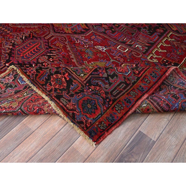 1960 8'4"x11' Barn Red Clean Tribal Weave Vintage Persian Heriz Hand Knotted Wool Rug For Sale - Image 10 of 12