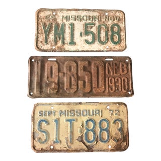 Vintage License Plates - Set of 3 For Sale
