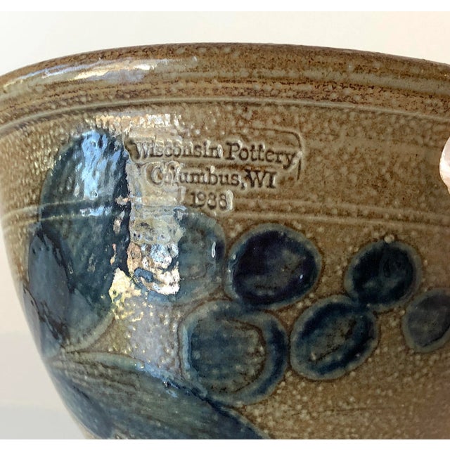 Ceramic Salt Glazed Berry Bowl - Vintage Farmhouse For Sale - Image 7 of 13