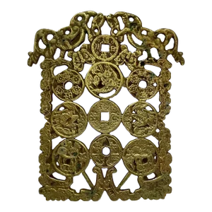 Vintage Asian Brass Coin Trivet