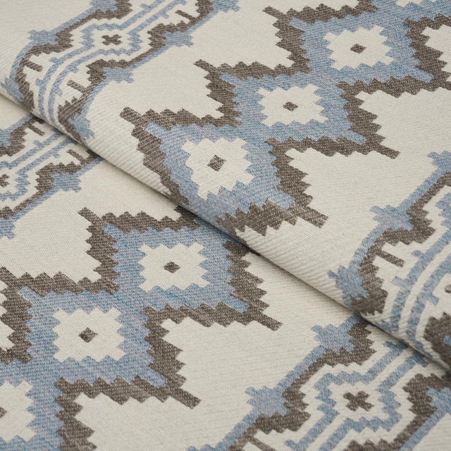 Schumacher Schumacher Pathway Fabric In Sky For Sale - Image 4 of 6