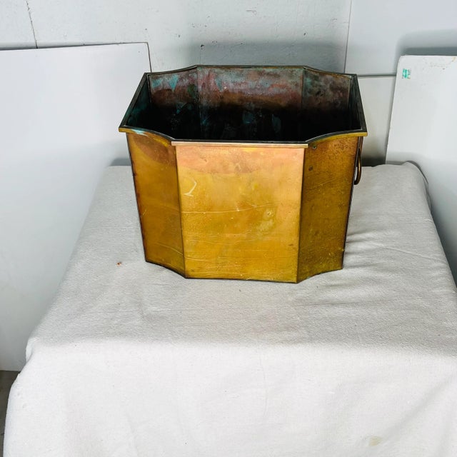 Mid Century Brass Cachepot With Knocker Handles For Sale - Image 4 of 6