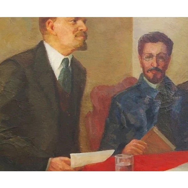 Vladimir Lenin Portrait, Original Soviet Oil Painting, 1970s 100-120 For Sale - Image 6 of 6