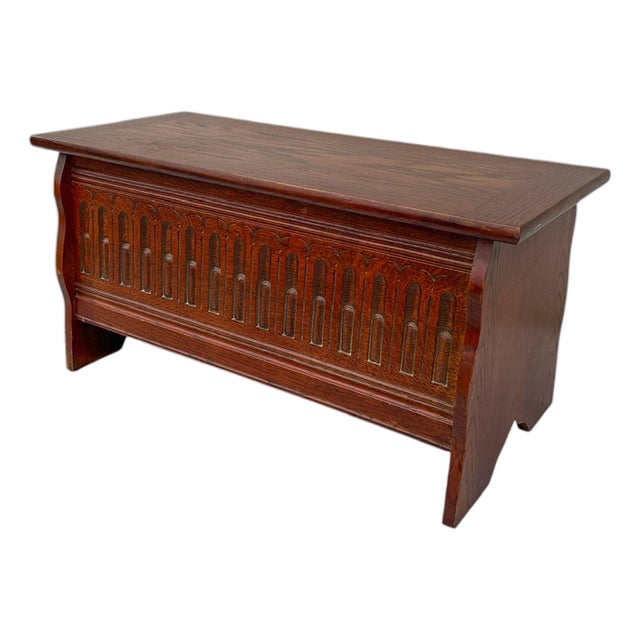 Gothic Carved Wood Blanket Chest, 1940s For Sale