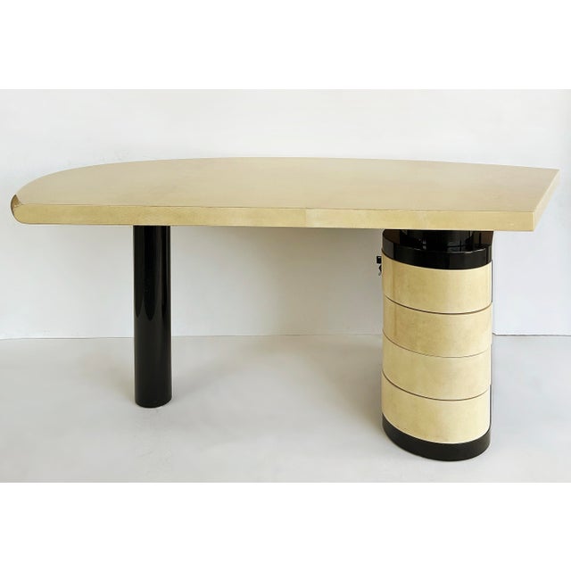 Vintage Aldo Tura Post-Modern Lacquered Parchment Desk, Italy For Sale In Miami - Image 6 of 10