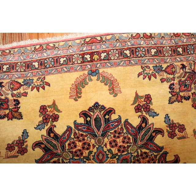 Traditional Early 20th Century Zabihi Collection Ornate Square Yellow Ground Sarouk Rug - 3'3" x 3'6" For Sale - Image 3 of 8