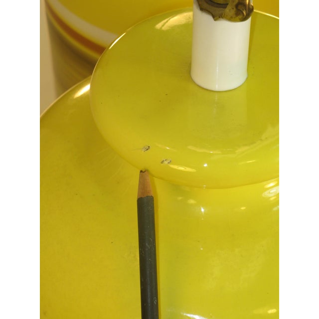 Vintage Mid Century Modern Ceramic Art Pottery Retro Yellow Large Table Lamps - a Pair For Sale - Image 12 of 16