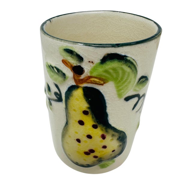 Mid-Century Japanese Hand-Painted Fruit Relief Pitcher & Tumbler Set - 6 Pieces For Sale - Image 10 of 14