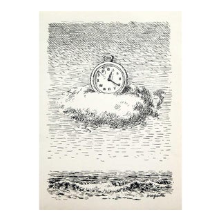 1966 Rene Magritte 3 Signed Lithograph 3 Clock in Cloud Aube a L’Antipode For Sale
