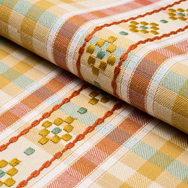 SAMPLE - Schumacher Hutton Check Fabric In Ochre For Sale