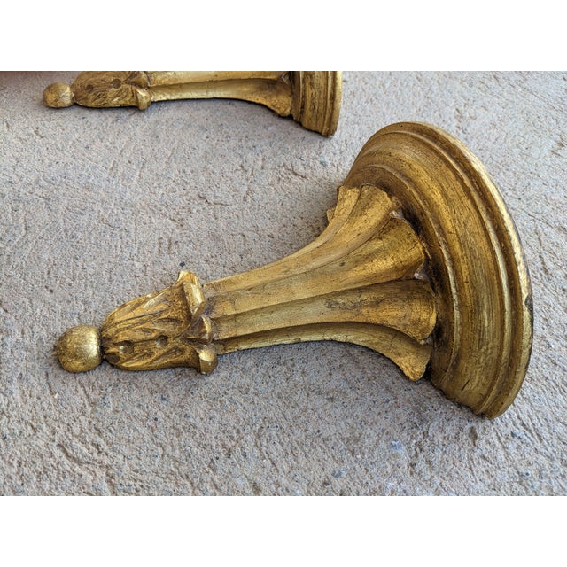 Mid 20th Century Mid 20th Century Pair Gold Gilt Corbel Style Wall Shelves For Sale - Image 5 of 7